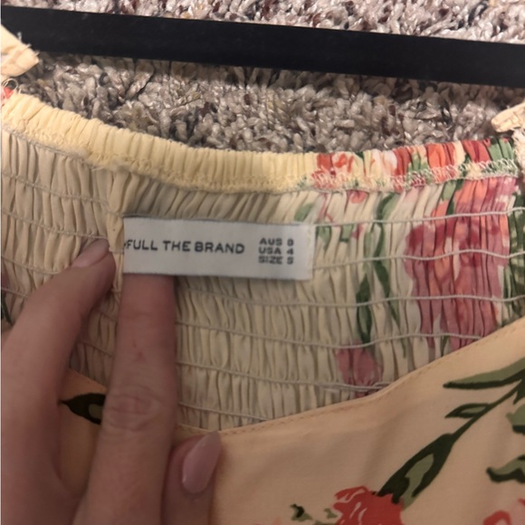 Faithfull the Brand Floral Puff Sleeve Dress in Butter Yellow & Pink - Picture 4 of 4